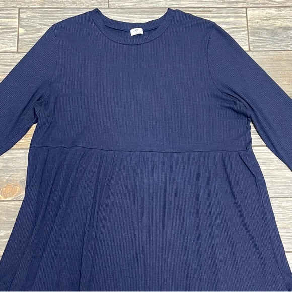 N/T Made in LA Ribbed Tiered A-Line Dress Size 2XL XXL Navy Blue 46” Chest - Picture 6 of 16